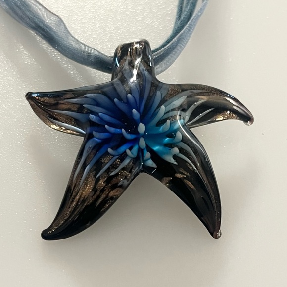 Artisan Hand Blown Star Fish Pendant Necklace - Picture 15 of 16